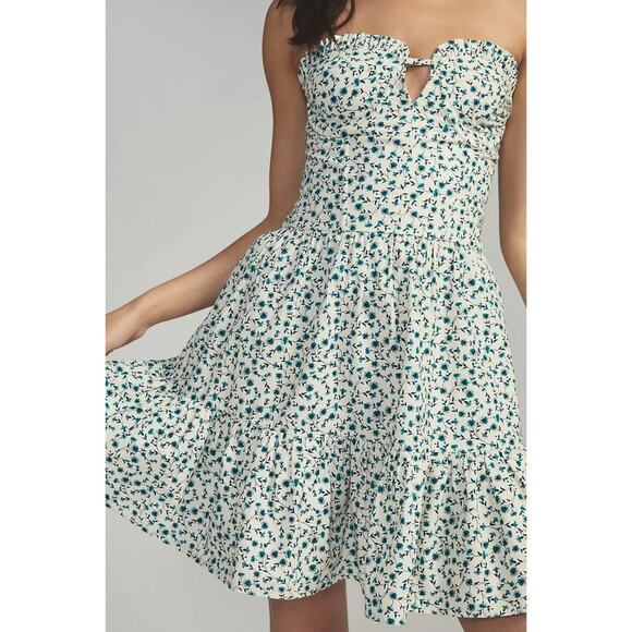 NWT Anthropologie Forever That Girl Strapless Ruffle Mink Dress Womens Size L - Picture 1 of 12